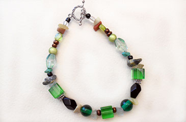 Slide show of Quartz and Green Glass Braccelet by Susan Ray Euler.