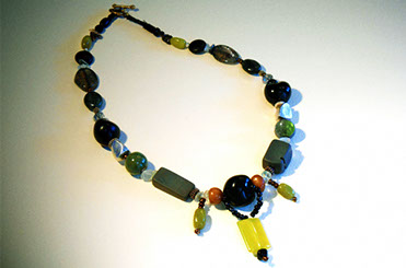 Slide show of Green, Black, and Grey Stone necklace by artist Susan Ray Euler.