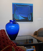 Abstract Expressionist acrylic painting Waves: Sunny Day by Susan Euler photographed in room setting.