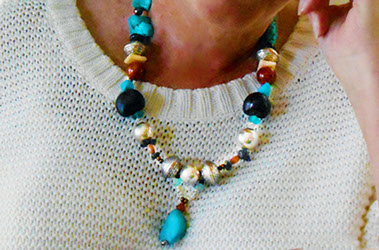 Slide show of Southwest inspired necklace handcrafted by artist Susan Ray Euler.